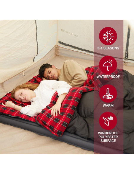 Saco de Dormir Doble KingCamp XXL Impermeable 2 Personas Saco de Dormir Doble KingCamp XXL Impermeable 2 Personas