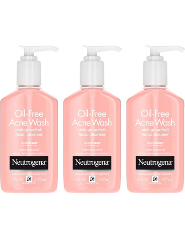 Limpiador Facial Sin Aceite Neutrogena Pomelo Rosa 177 ml x3