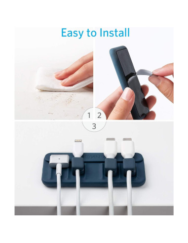 Soporte Magnético para Cables Anker A8891 - 5 Clips Azul