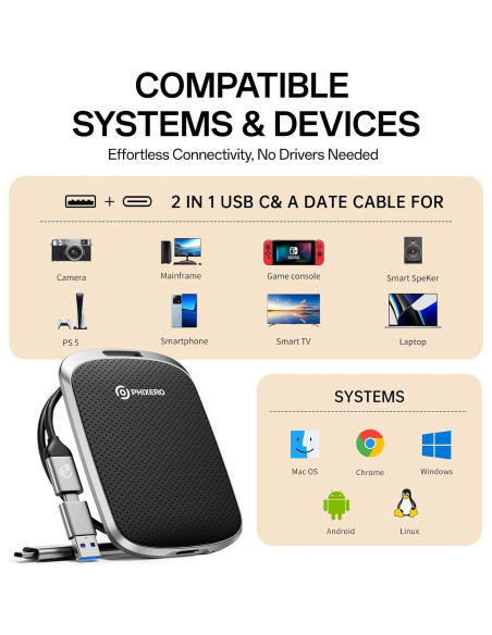 PHIXERO P5PLUS SSD Portátil 1TB USB 3.2 Rápido 550MB/s PHIXERO P5PLUS SSD Portátil 1TB USB 3.2 Rápido 550MB/s