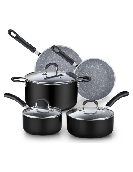 Juego de Ollas y Sartenes Cook N Home 8 Piezas Antiadherente Juego de Ollas y Sartenes Cook N Home 8 Piezas Antiadherente