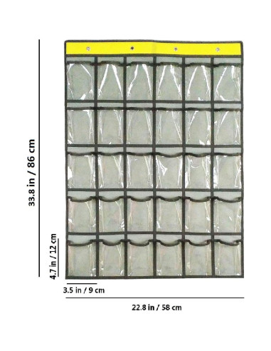 Organizador de bolsillo ANIZER 30 bolsillos 57.9x85.8cm Gris