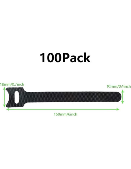100 Bridas Reutilizables Oksdown 15,24 cm Ajustables Negras 100 Bridas Reutilizables Oksdown 15,24 cm Ajustables Negras