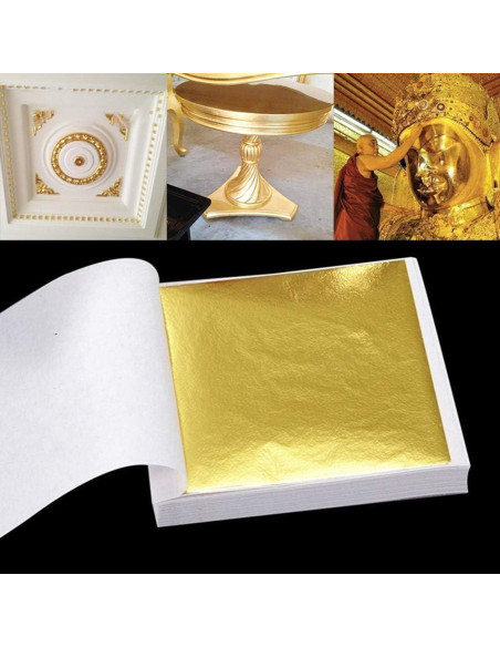 Hojas de Oro Lwuey 24K para Manualidades y Decoración 100 Pzas Hojas de Oro Lwuey 24K para Manualidades y Decoración 100 Pzas