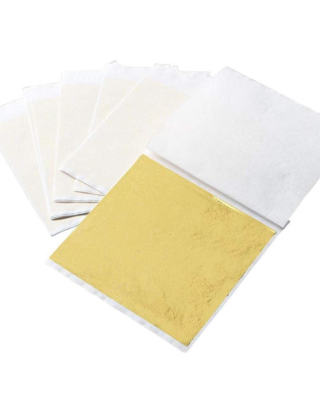Hojas de Oro Lwuey 24K para Manualidades y Decoración 100 Pzas Hojas de Oro Lwuey 24K para Manualidades y Decoración 100 Pzas