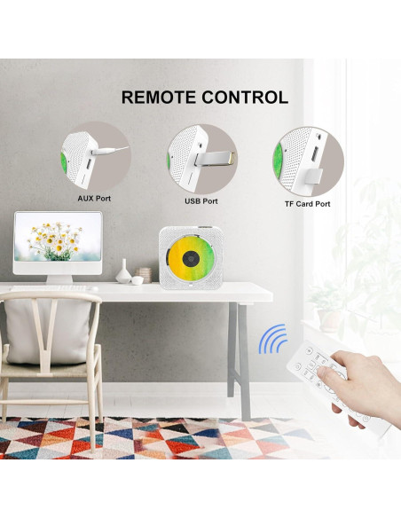 Reproductor de CD Bluetooth Howduoyu con control remoto y HiFi Reproductor de CD Bluetooth Howduoyu con control remoto y HiFi