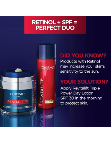 Crema Nocturna Revitalift L'Oreal Paris con Retinol y Niacinamida 48g