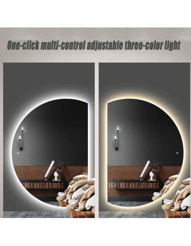 Espejo LED de Baño HLHHDFC 110x77cm Retroiluminado Anti-vaho