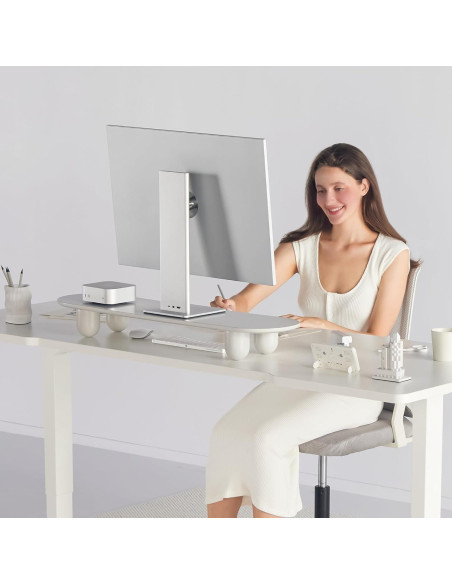 Soporte Doble para Monitor Fenge 34" Blanco con Estante Soporte Doble para Monitor Fenge 34" Blanco con Estante