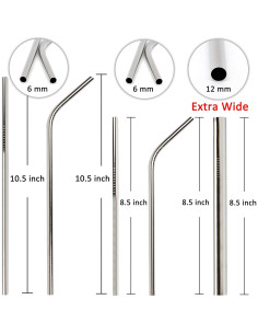 Pajitas Reutilizables de Acero Inoxidable Youngever - 12 Piezas 2