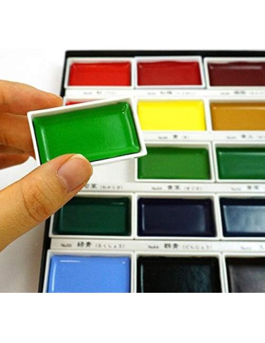 Juego de Acuarelas Kuretake GANSAI TAMBI 18 Colores No Tóxicas
