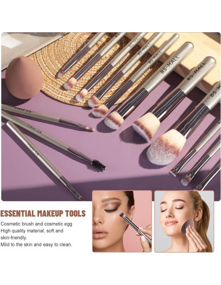 Conjunto de Brochas de Maquillaje BS-MALL 14 Pcs con Esponja Conjunto de Brochas de Maquillaje BS-MALL 14 Pcs con Esponja