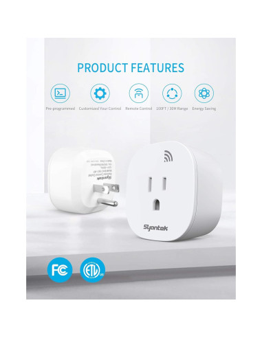 Interruptor de luz inalámbrico Syantek con control remoto 5 salidas