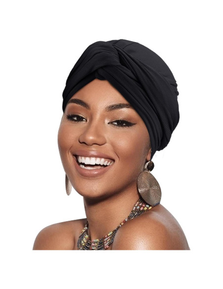 Turbante Africano AQOKKA para Mujeres - Gorro Quimioterapia Negro Turbante Africano AQOKKA para Mujeres - Gorro Quimioterapia Negro