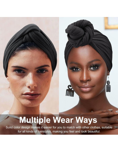 Turbante Africano AQOKKA para Mujeres - Gorro Quimioterapia Negro