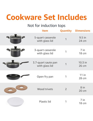 Juego de Utensilios de Cocina Amazon Basics 10 Piezas Negro