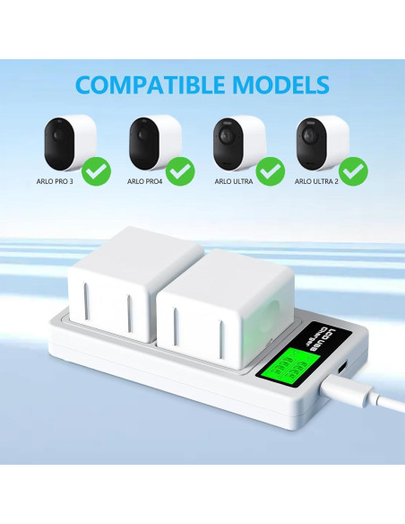 Baterías Recargables A-4a para Arlo Pro 3/4/5S 2K - Paquete de 2 Baterías Recargables A-4a para Arlo Pro 3/4/5S 2K - Paquete de 2