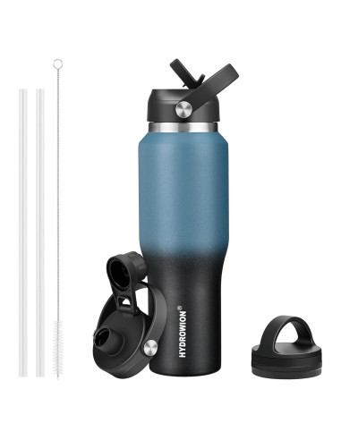 Botella de Agua HYDROWION 0.91L Aislada Doble Pared 3 Tapas