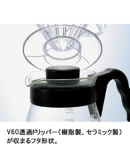 Servidor de Café Hario V60 de Vidrio 700ml Negro Servidor de Café Hario V60 de Vidrio 700ml Negro