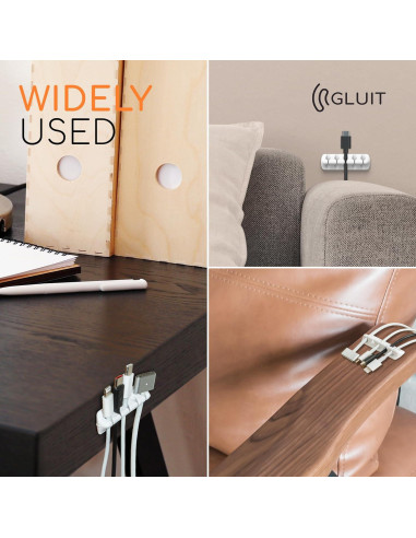 Organizador de Cables GLUIT 5 Piezas Adhesivos Blanco