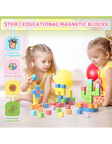 Juego de Bloques Magnéticos Vigorfun 115 Piezas Color Macaron