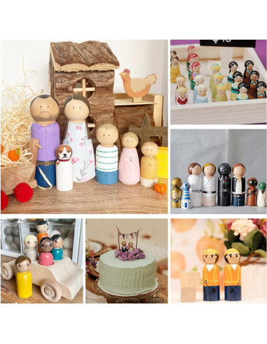 Paquete de 100 Muñecas de Madera EATHEATY para Manualidades