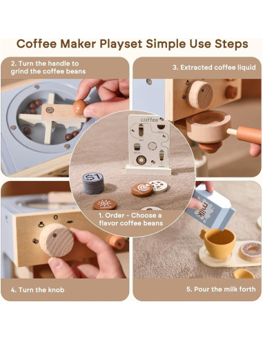 Juego de Cafetera de Madera Ikubigu - 15 Piezas para Niños
