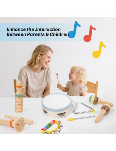 Juego de Instrumentos Musicales Montessori EROCK 7 en 1 para Niños 3+