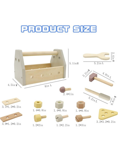 Kit de Herramientas Montessori para Niños - Caja de Madera Amarilla