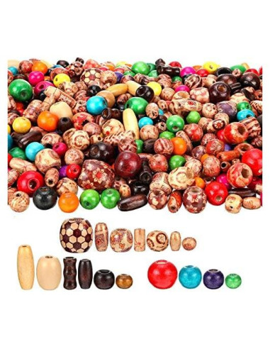 Conjunto de cuentas de madera Gejoy 800 Pcs para DIY