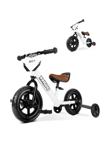 Triciclo 2-en-1 KRIDDO para Niños Blanco - Bicicleta de Equilibrio Triciclo 2-en-1 KRIDDO para Niños Blanco - Bicicleta de Equilibrio