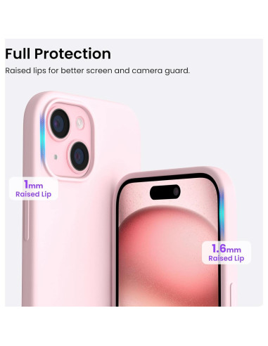 Funda Silicona ORNARTO para iPhone 15 6.1 Rosa Tiza
