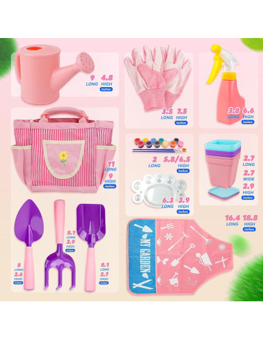 Juego de Jardinería para Niños SMILESSKIDDO Rosa - 10 Piezas