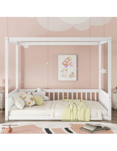 Cama con Dosel Completa Bellemave para Niños Blanca
