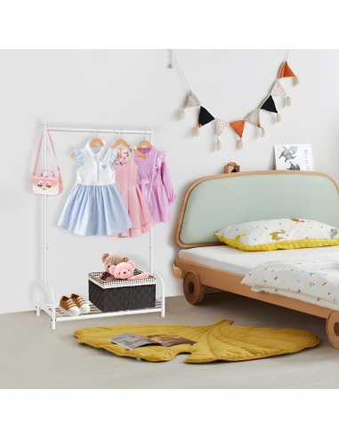 Perchero para Niños Becomrock Blanco con Estante de Almacenamiento