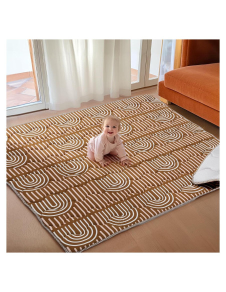 Alfombra de Juego para Bebés Marrón 180x150cm Antideslizante Alfombra de Juego para Bebés Marrón 180x150cm Antideslizante