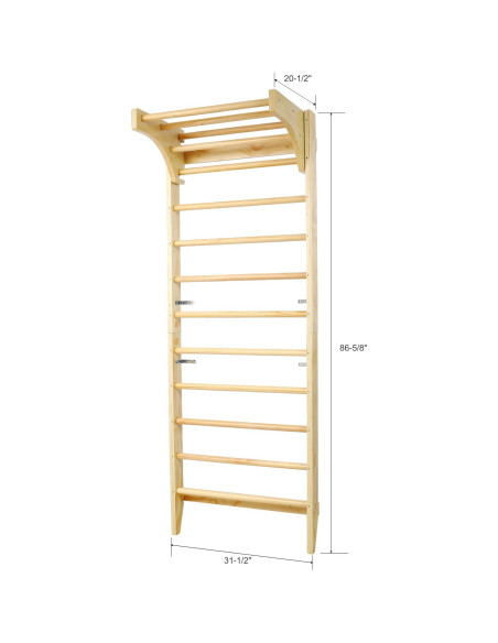 Escalera Sueca de Madera Tomkate con Barra Dominadas Ajustable Escalera Sueca de Madera Tomkate con Barra Dominadas Ajustable