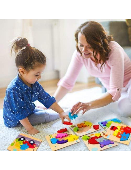 Rompecabezas de Madera SKYFIELD para Niños 1-3 Años - 4 Vehículos Rompecabezas de Madera SKYFIELD para Niños 1-3 Años - 4 Vehículos