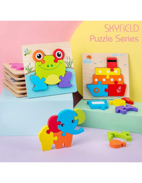 Rompecabezas de Madera SKYFIELD para Niños 1-3 Años - 4 Vehículos Rompecabezas de Madera SKYFIELD para Niños 1-3 Años - 4 Vehículos