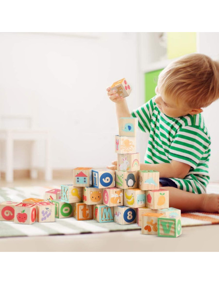 Bloques de Construcción de Madera Joqutoys 26 Piezas ABC Bloques de Construcción de Madera Joqutoys 26 Piezas ABC