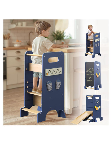 Torre de Aprendizaje Multifuncional FlyingBoom 4-en-1 Azul