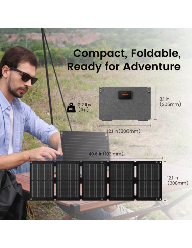 Cargador Solar Portátil 40W NURZVIY Plegable IP67 USB-C