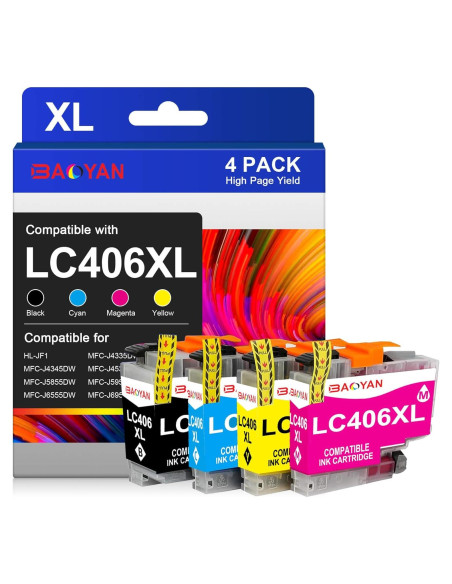 Cartuchos de tinta compatibles Brother LC406XL Paquete de 4 Cartuchos de tinta compatibles Brother LC406XL Paquete de 4