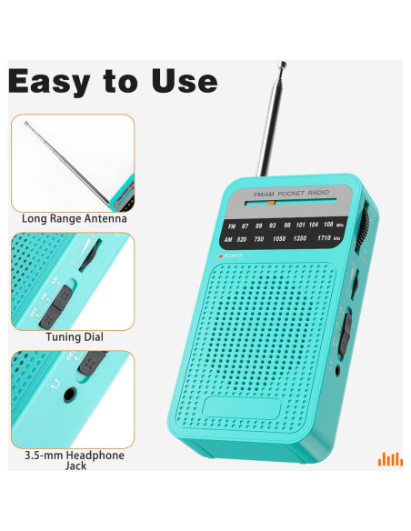 Radio Portátil AM/FM Goodes con Altavoz y Antena 41.9 cm Radio Portátil AM/FM Goodes con Altavoz y Antena 41.9 cm
