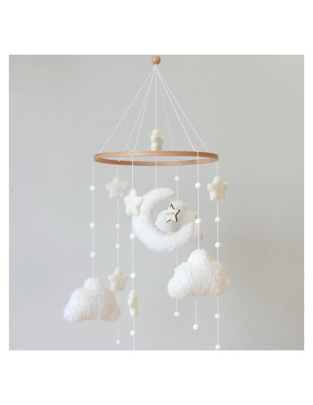 Móvil de Cuna Boho GOUKURLSMA Nubes Luna Estrellas 23x58cm Móvil de Cuna Boho GOUKURLSMA Nubes Luna Estrellas 23x58cm