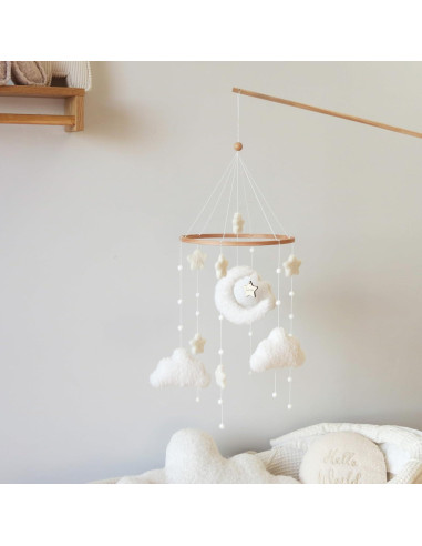Móvil de Cuna Boho GOUKURLSMA Nubes Luna Estrellas 23x58cm