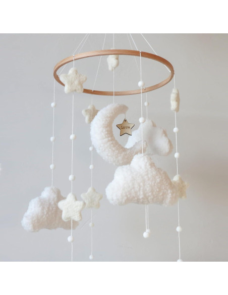 Móvil de Cuna Boho GOUKURLSMA Nubes Luna Estrellas 23x58cm Móvil de Cuna Boho GOUKURLSMA Nubes Luna Estrellas 23x58cm