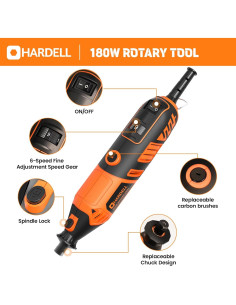 Herramienta Rotativa HARDELL 180W con 61 Accesorios y 6 Velocidades 2