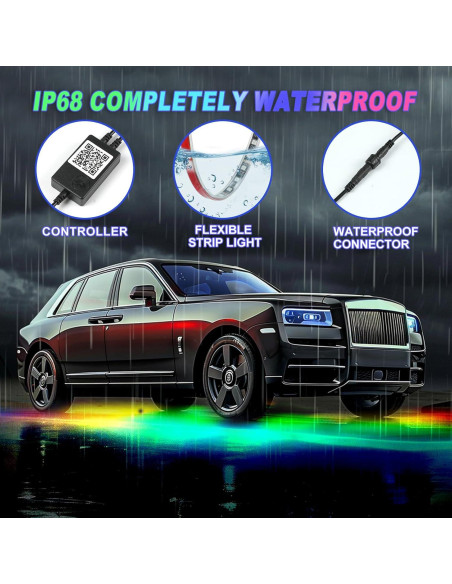 Kit de Luces LED Underglow Kairiyard RGB 4 Piezas Impermeable Kit de Luces LED Underglow Kairiyard RGB 4 Piezas Impermeable
