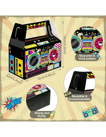 Zonon 24 Cajas de Favor Fiesta 80s Retro Decoración Zonon 24 Cajas de Favor Fiesta 80s Retro Decoración